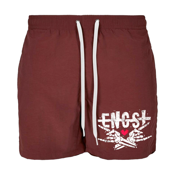 Badeshorts - Skeletthände, cherry