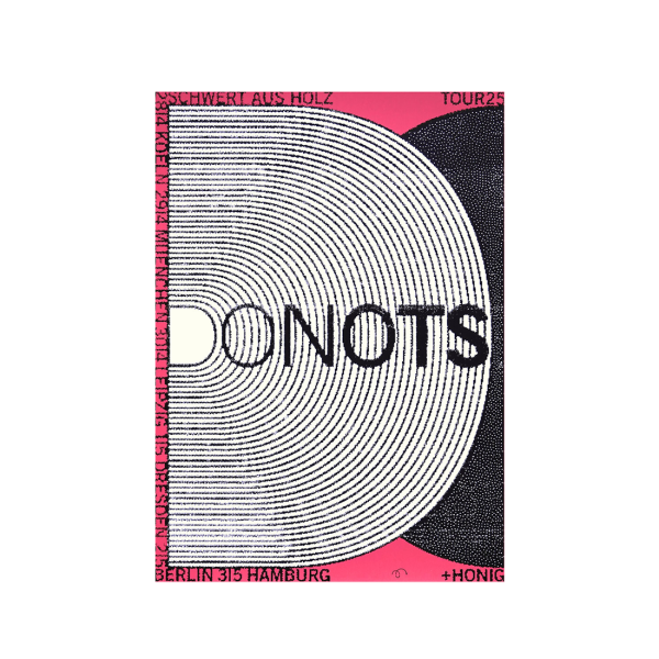 Donots Siebdruckposter - Schwert aus Holz Tour 2025